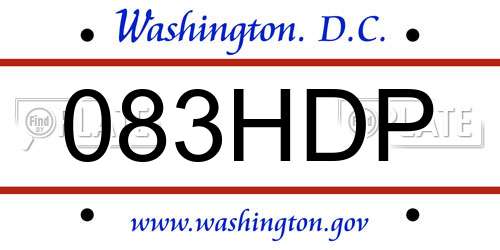 083HDP District Of Columbia License Plate