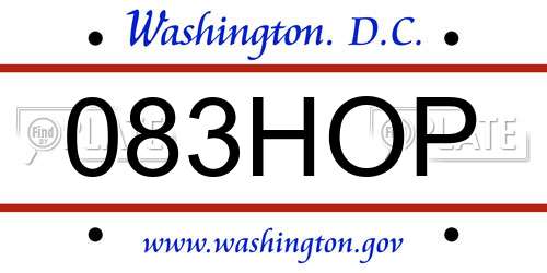 083HOP District Of Columbia License Plate