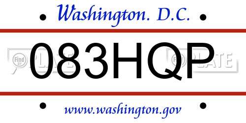 083HQP District Of Columbia License Plate
