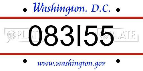 083I55 District Of Columbia License Plate