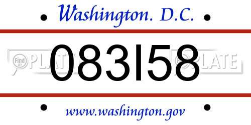 083I58 District Of Columbia License Plate