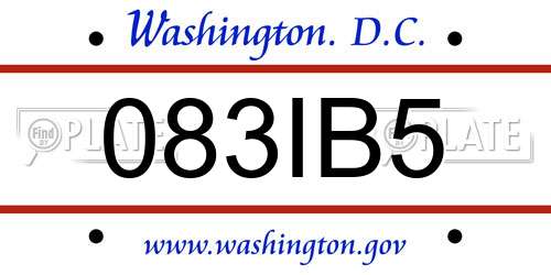 083IB5 District Of Columbia License Plate