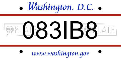 083IB8 District Of Columbia License Plate