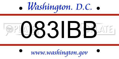083IBB District Of Columbia License Plate