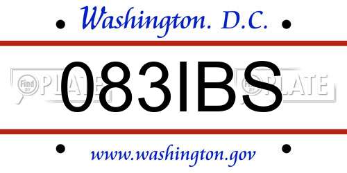 083IBS District Of Columbia License Plate