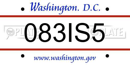 083IS5 District Of Columbia License Plate