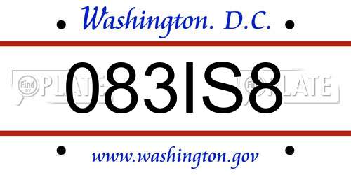 083IS8 District Of Columbia License Plate