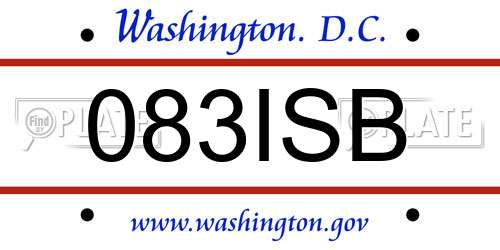 083ISB District Of Columbia License Plate