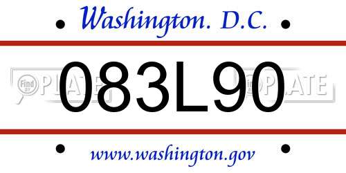 083L90 District Of Columbia License Plate