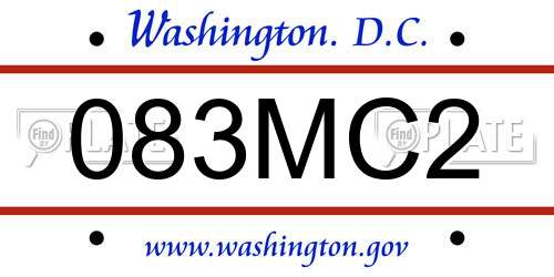 083MC2 District Of Columbia License Plate