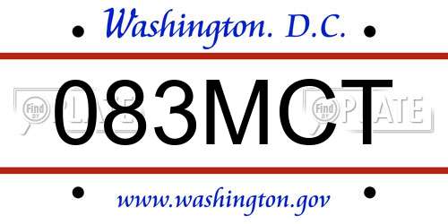 083MCT District Of Columbia License Plate
