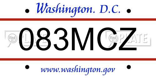 083MCZ District Of Columbia License Plate