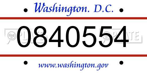 0840554 District Of Columbia License Plate