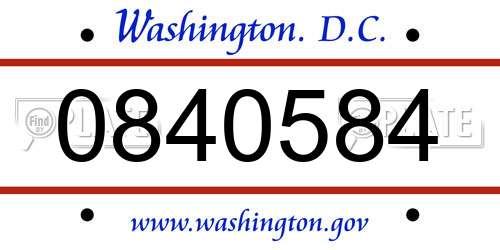 0840584 District Of Columbia License Plate
