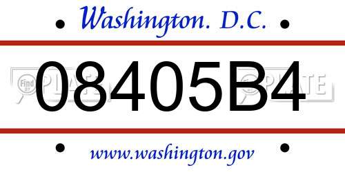 08405B4 District Of Columbia License Plate