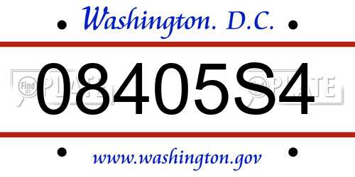 08405S4 District Of Columbia License Plate