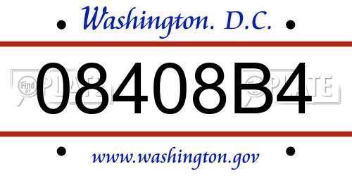 08408B4 District Of Columbia License Plate