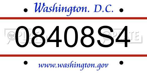 08408S4 District Of Columbia License Plate