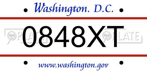 0848XT District Of Columbia License Plate