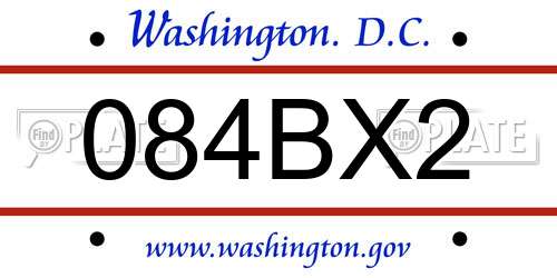 084BX2 District Of Columbia License Plate