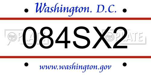 084SX2 District Of Columbia License Plate