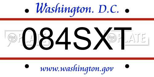 084SXT District Of Columbia License Plate