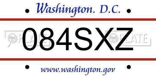 084SXZ District Of Columbia License Plate
