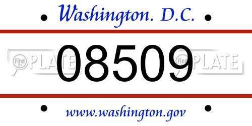 08509 District Of Columbia License Plate
