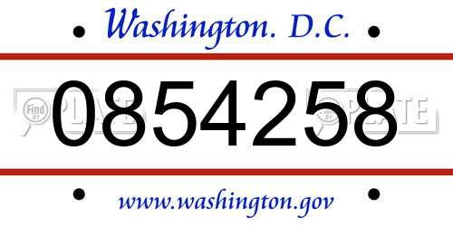 0854258 District Of Columbia License Plate