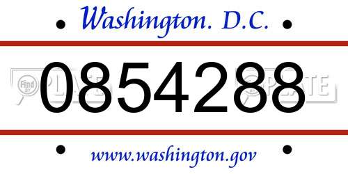 0854288 District Of Columbia License Plate