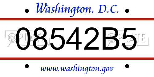 08542B5 District Of Columbia License Plate