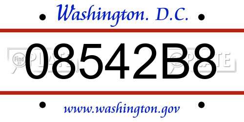 08542B8 District Of Columbia License Plate