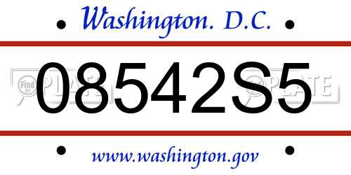08542S5 District Of Columbia License Plate