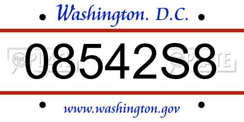 08542S8 District Of Columbia License Plate