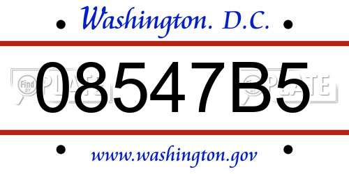 08547B5 District Of Columbia License Plate