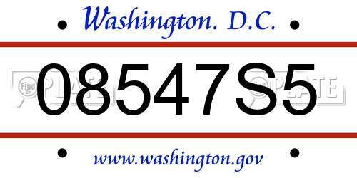 08547S5 District Of Columbia License Plate
