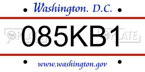 085KB1 District Of Columbia License Plate
