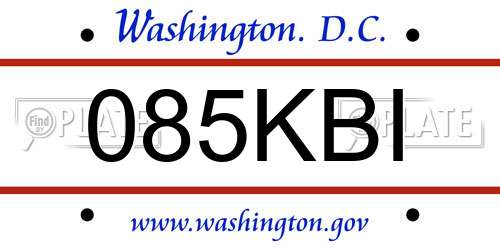 085KBI District Of Columbia License Plate