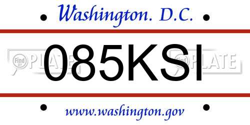 085KSI District Of Columbia License Plate