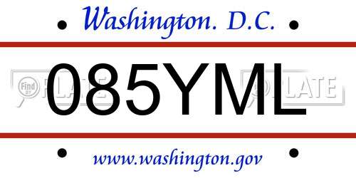 085YML District Of Columbia License Plate