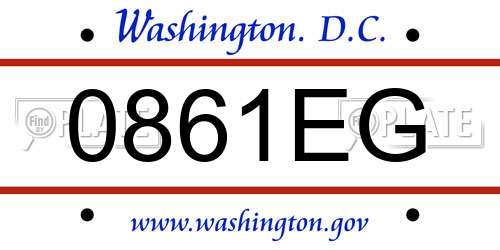 0861EG District Of Columbia License Plate