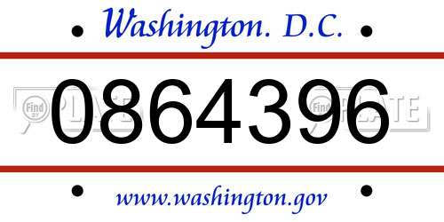 0864396 District Of Columbia License Plate