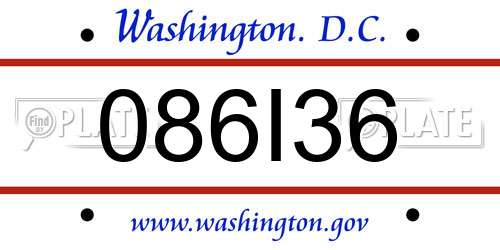 086I36 District Of Columbia License Plate
