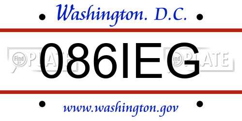 086IEG District Of Columbia License Plate