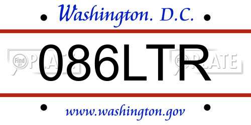 086LTR District Of Columbia License Plate