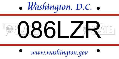086LZR District Of Columbia License Plate