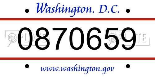 0870659 District Of Columbia License Plate