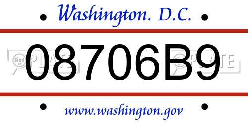 08706B9 District Of Columbia License Plate