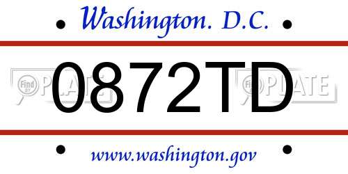 0872TD District Of Columbia License Plate
