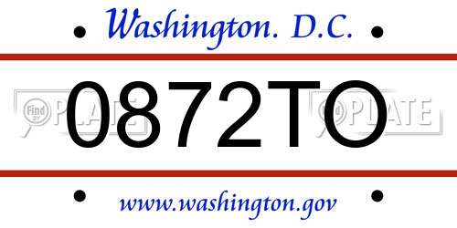 0872TO District Of Columbia License Plate